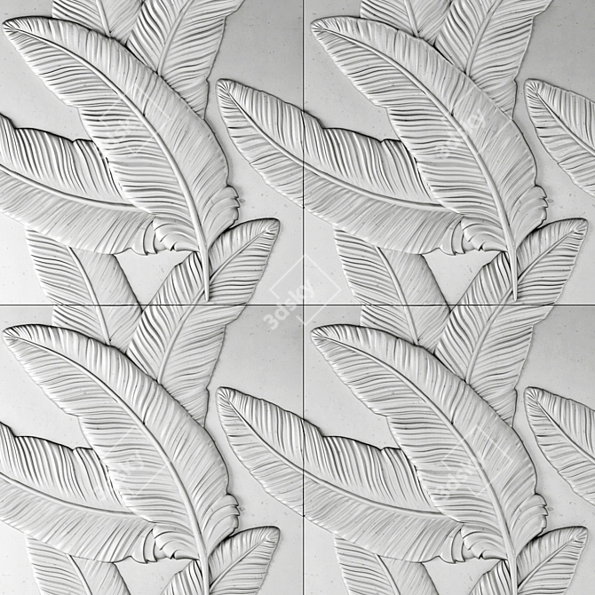 Feather 3D Wall Panels - Elegant Stone Décor 3D model image 9