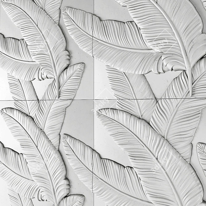 Feather 3D Wall Panels - Elegant Stone Décor 3D model image 12