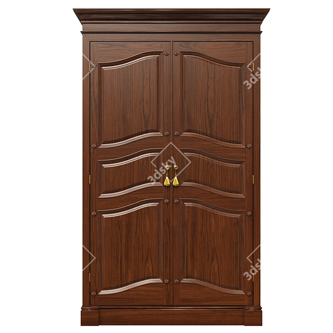 Rustic Wooden Wardrobe 3D model image 1