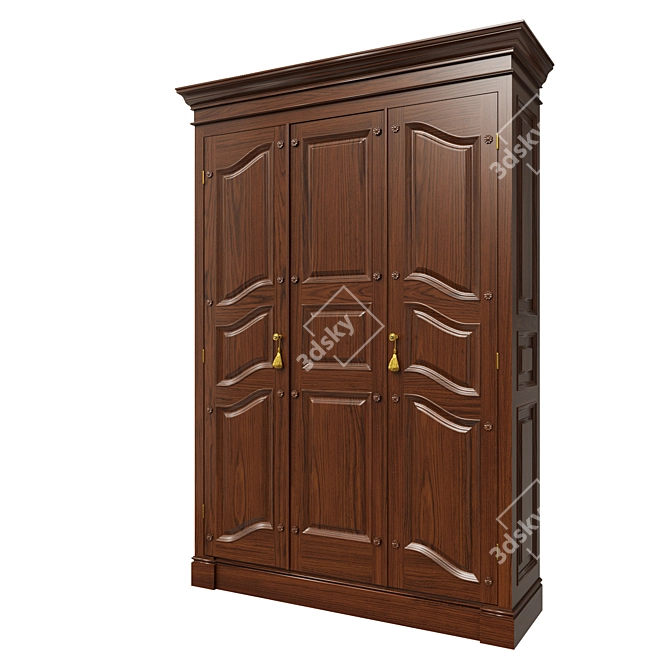 Solid Wood Wardrobe 1600mm 3D model image 2