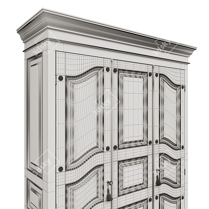 Solid Wood Wardrobe 1600mm 3D model image 6