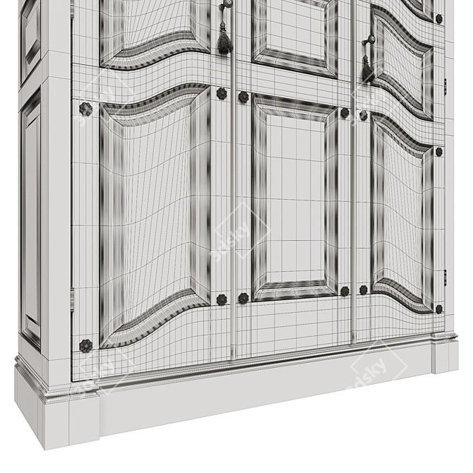 Solid Wood Wardrobe 1600mm 3D model image 7