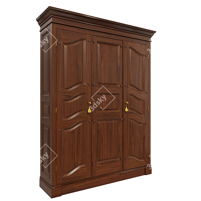 Classic Solid Wood Wardrobe - 1800mm 3D model image 3