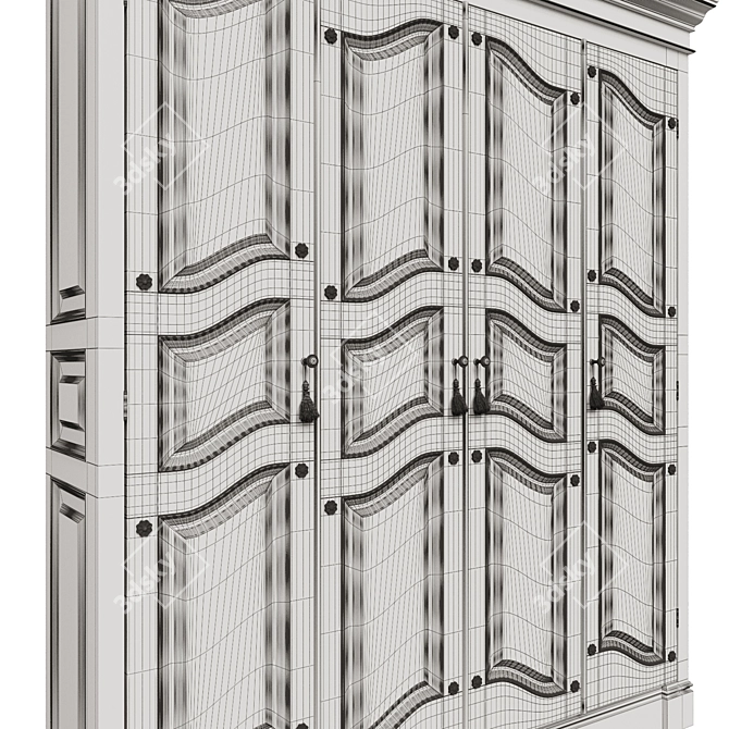 Classic Wood Wardrobe 2000mm 3D model image 7