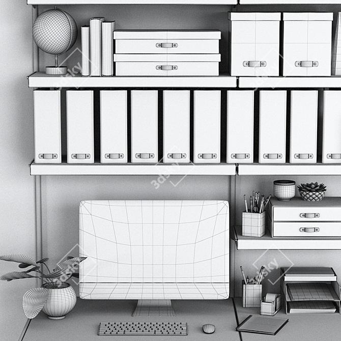 Efficient Office Organization Set 3D model image 7