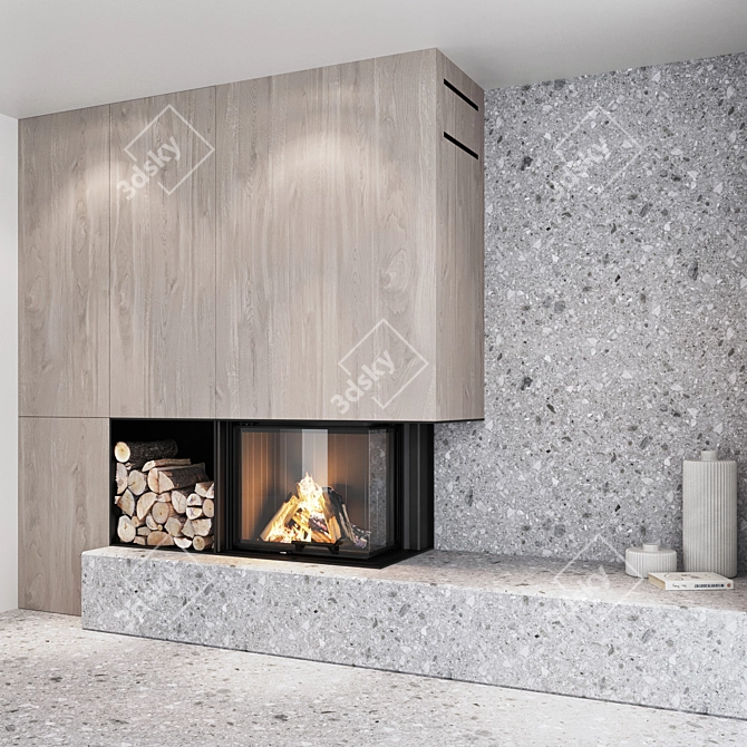Impressive Fireplace Wall Set 3D model image 2