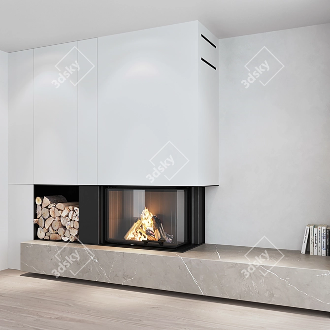 Impressive Fireplace Wall Set 3D model image 3