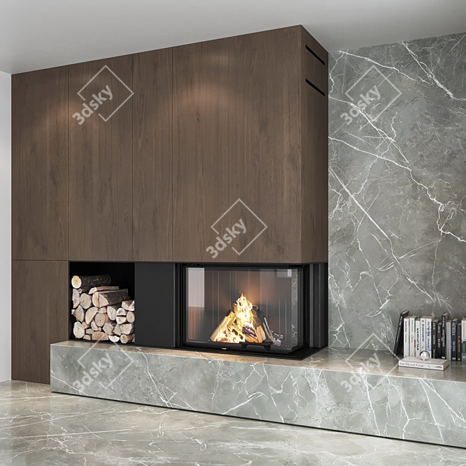 Impressive Fireplace Wall Set 3D model image 5