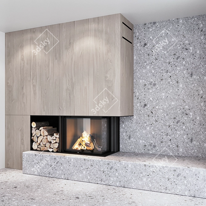 Impressive Fireplace Wall Set 3D model image 9