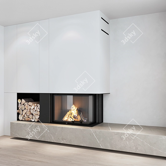 Impressive Fireplace Wall Set 3D model image 10