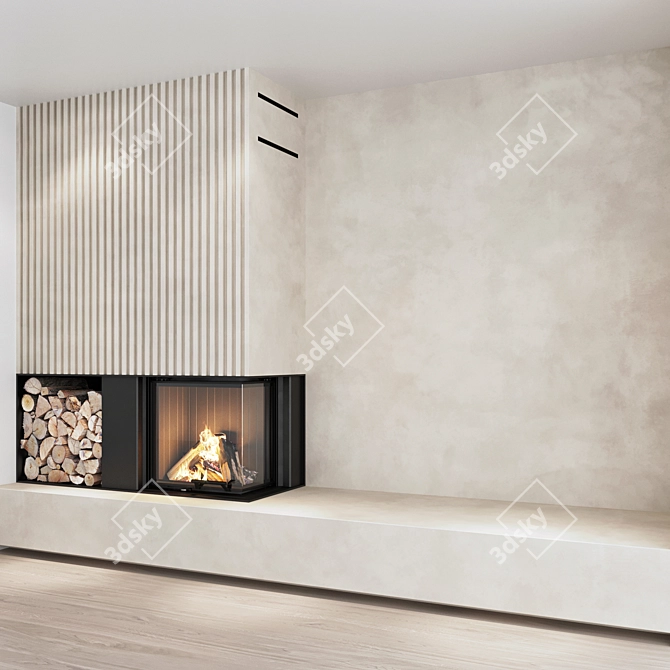 Impressive Fireplace Wall Set 3D model image 11