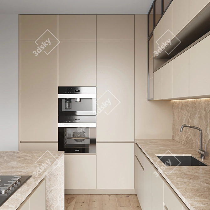 Modern Kitchen 081: Gas Hob, Oven, Coffee Machine 3D model image 4