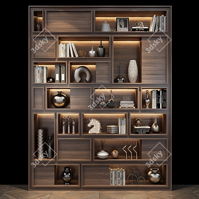 Modern Solid Wood Cabinet 3D model image 1