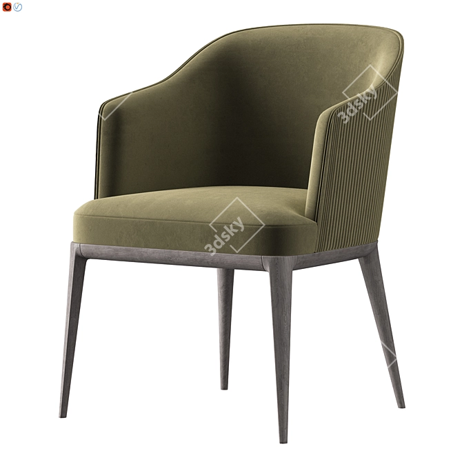 Green Velvet Chair - Stylish Comfort 3D model image 1
