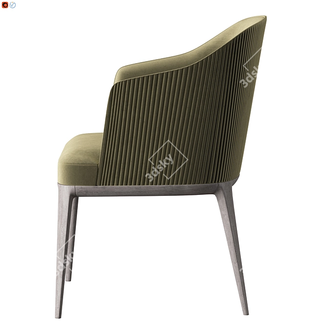 Green Velvet Chair - Stylish Comfort 3D model image 3