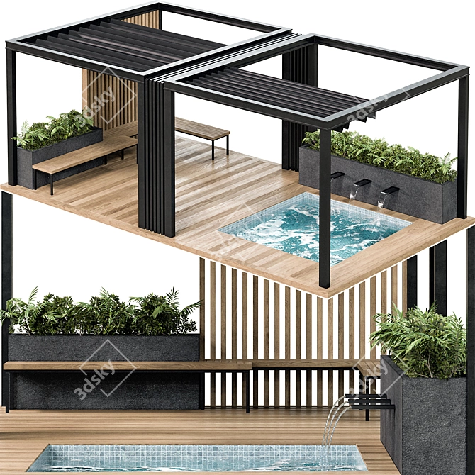 Versatile Backyard Set: 3D Model with V-Ray & Corona Compatibility 3D model image 1