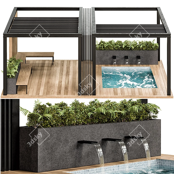 Versatile Backyard Set: 3D Model with V-Ray & Corona Compatibility 3D model image 3