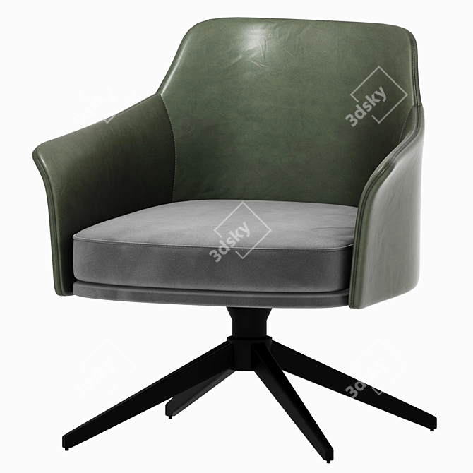 Mertle Armchair: Sleek Metal and Luxurious Upholstery 3D model image 1