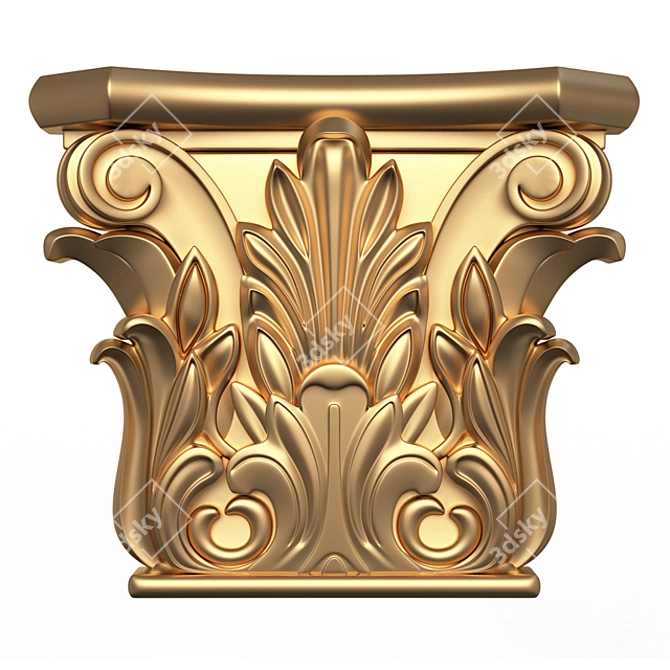 Vintage Ionic Capital Sculpture 3D model image 1