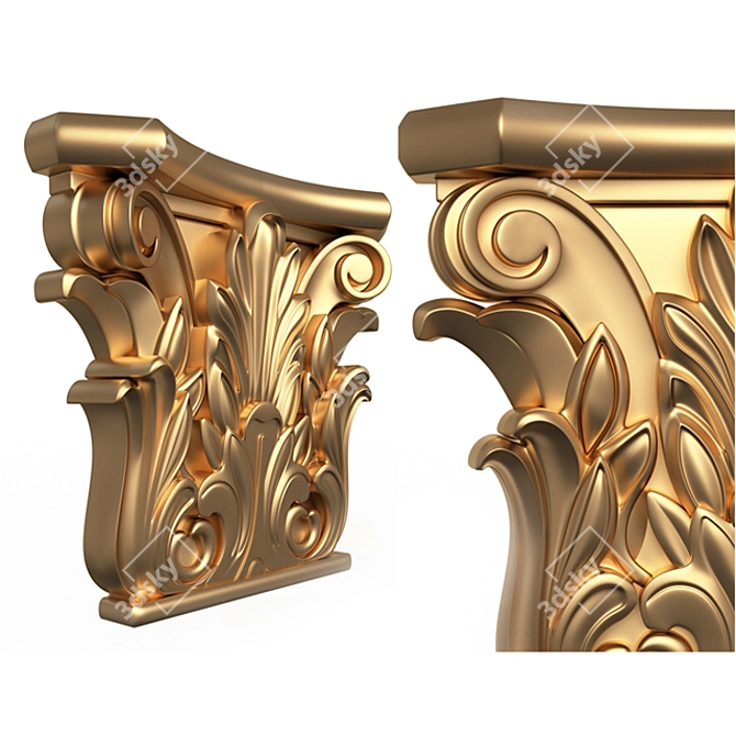 Vintage Ionic Capital Sculpture 3D model image 2