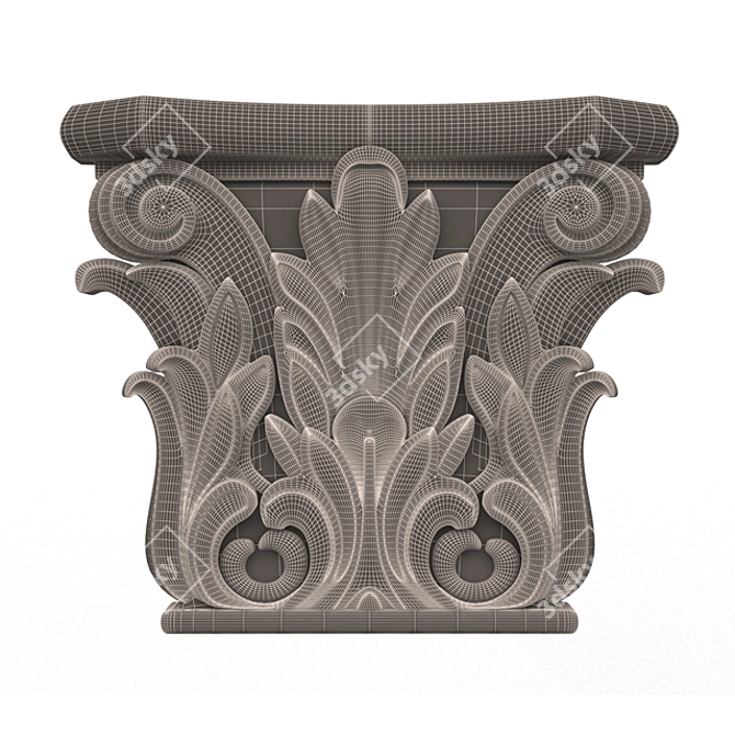 Vintage Ionic Capital Sculpture 3D model image 4