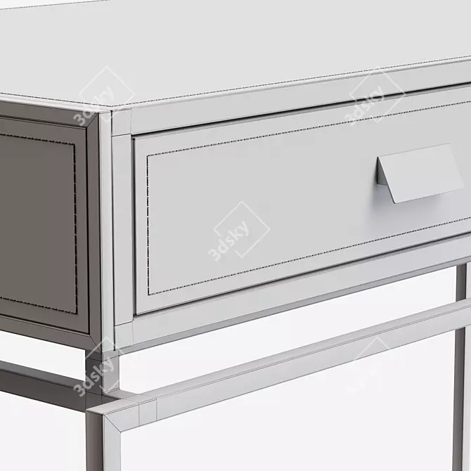 Golden Steel Work Table with Drawers and Computer Shelf 3D model image 5