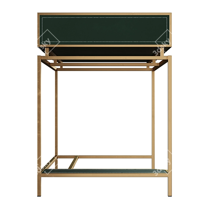 Golden Steel Work Table with Drawers and Computer Shelf 3D model image 8