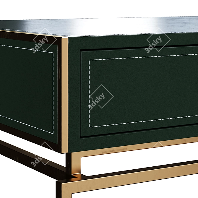 Golden Steel Work Table with Drawers and Computer Shelf 3D model image 9