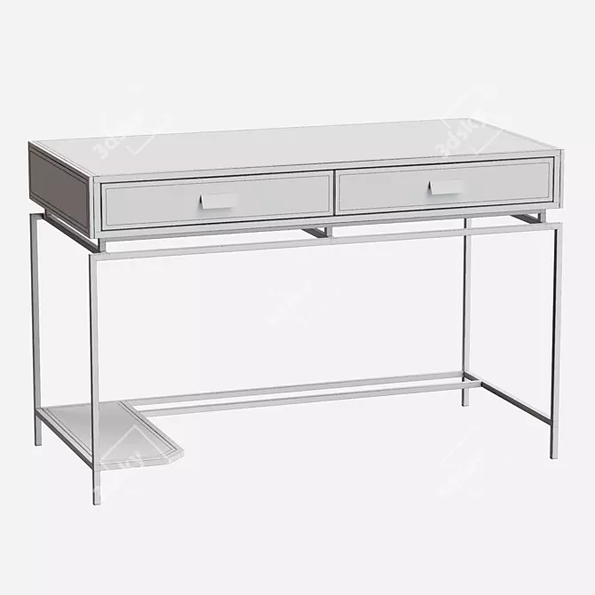 Golden Steel Work Table with Drawers and Computer Shelf 3D model image 10