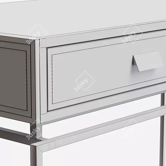 Golden Steel Work Table with Drawers and Computer Shelf 3D model image 11