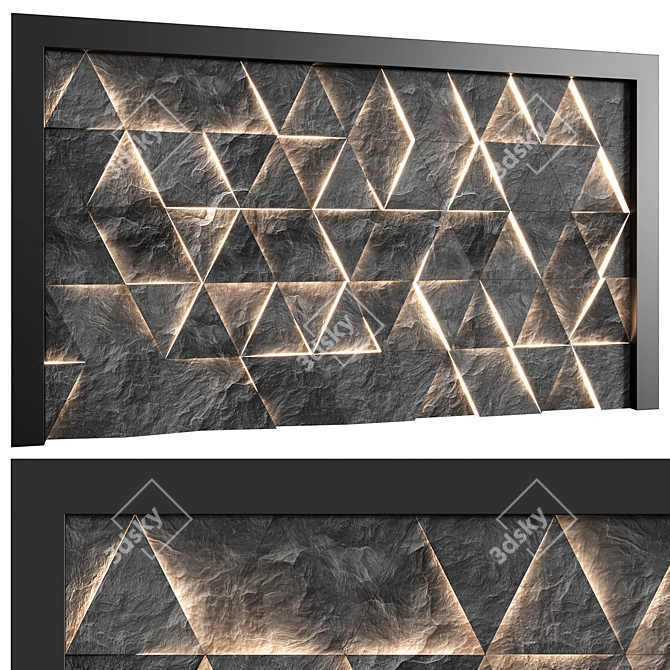 Illuminated Stone Wall Panel 3D model image 1