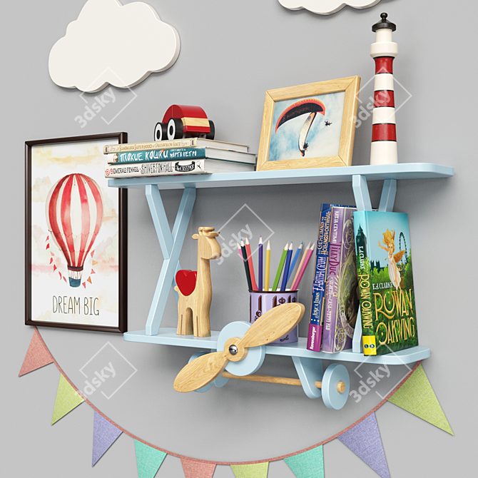 Kid's Shelf with Contents | 570x345x150mm 3D model image 3