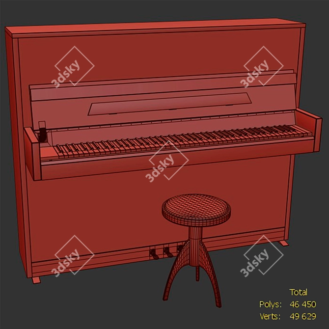 Petrof P 118 S1: Sleek & Modern Piano Set 3D model image 1