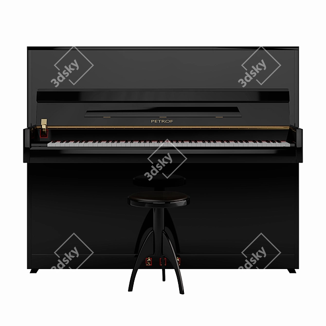 Petrof P 118 S1: Sleek & Modern Piano Set 3D model image 7