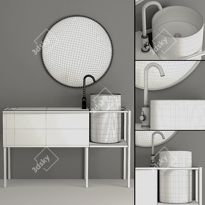Sleek Bathroom Furniture Set 3D model image 4