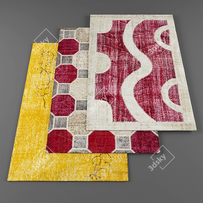 Set of 5 Rugs with Textures 3D model image 1