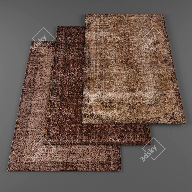 Modern Rugs Set: 3 Pieces | High-Quality Textures 3D model image 1