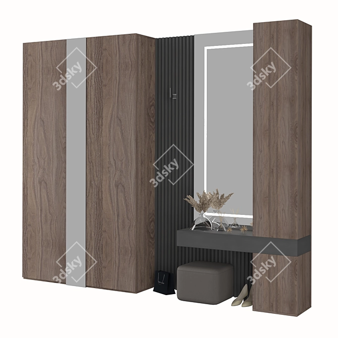 Modern Hallway Storage Solution 3D model image 1