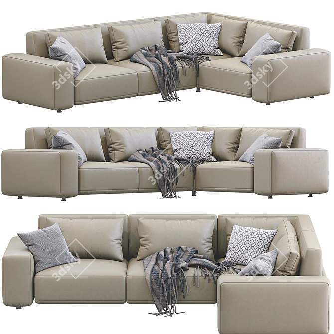 Dienne Cross Leather Sofa: Contemporary Elegance for Your Living Space 3D model image 1