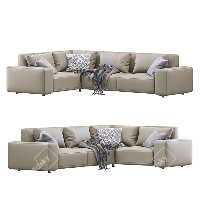 Dienne Cross Leather Sofa: Contemporary Elegance for Your Living Space 3D model image 2