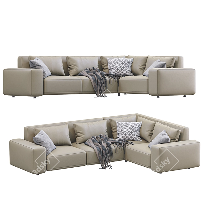 Dienne Cross Leather Sofa: Contemporary Elegance for Your Living Space 3D model image 3