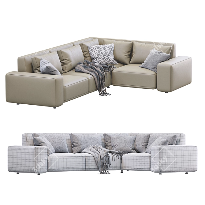 Dienne Cross Leather Sofa: Contemporary Elegance for Your Living Space 3D model image 4