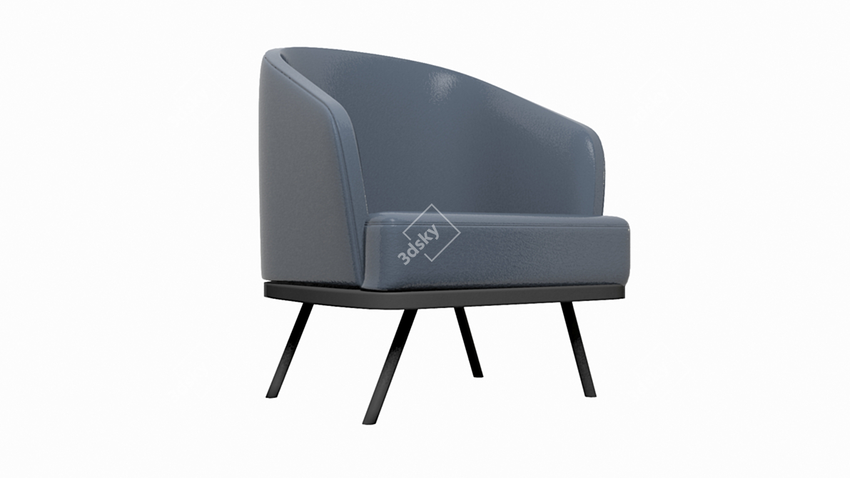 Cozy Blend: Fabric and Leather Armchair 3D model image 2