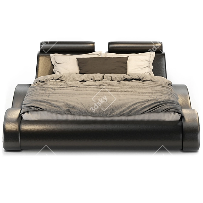 Luxury Leather Bed: Elegant and Stylish 3D model image 2