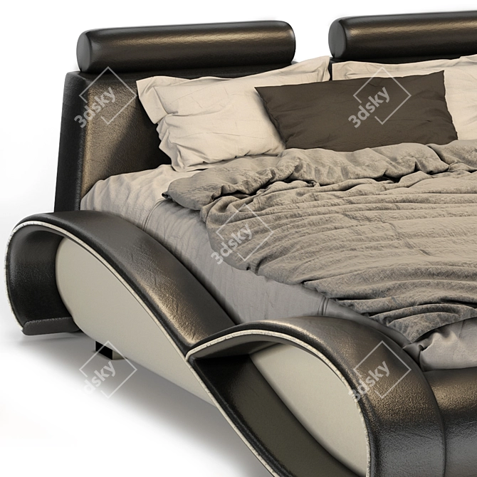 Luxury Leather Bed: Elegant and Stylish 3D model image 4