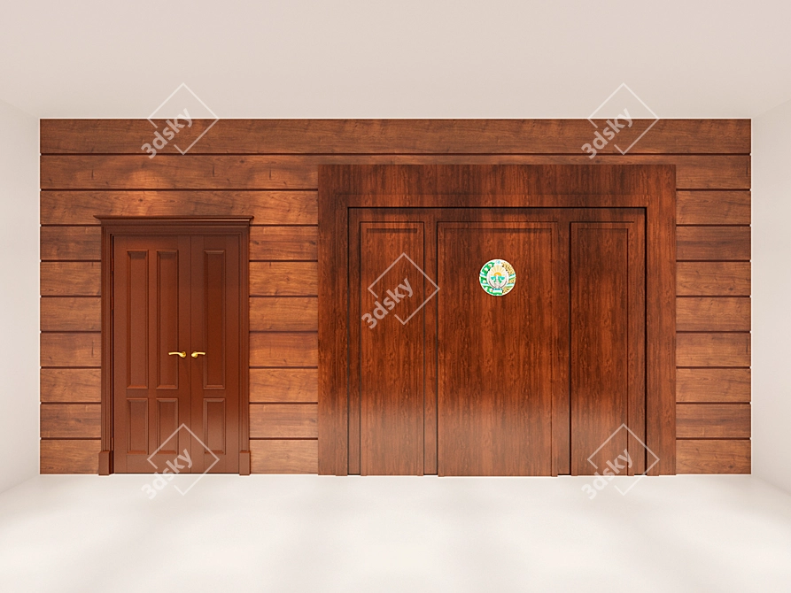  Courtroom Wood Wall Panel 3D model image 1