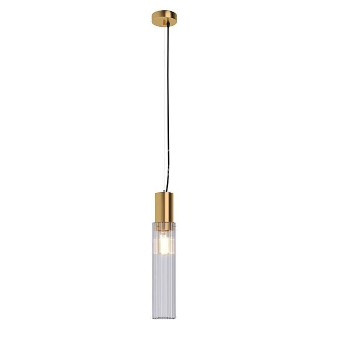 Elegant Brass and Glass Suspension Light 3D model image 1