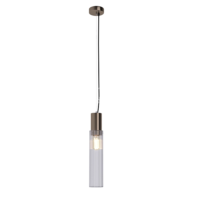 Elegant Brass and Glass Suspension Light 3D model image 2