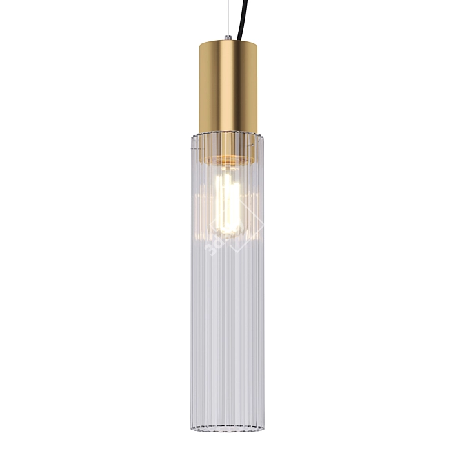 Elegant Brass and Glass Suspension Light 3D model image 5