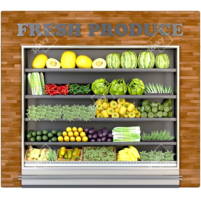 Supermarket Showcase 2 - Food, Groceries, Vegetables, Fruits 3D model image 1